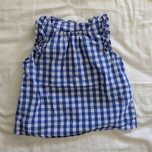Blue gingham ruffle shoulder tank blouse // Crewcuts XXS